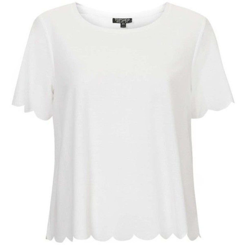 Topshop white scalloped tee